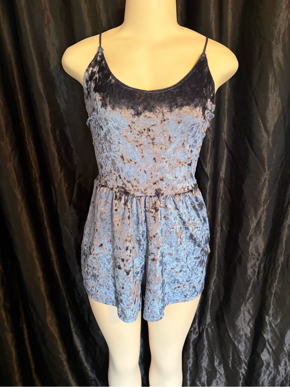 Snap Blue Velvet Romper